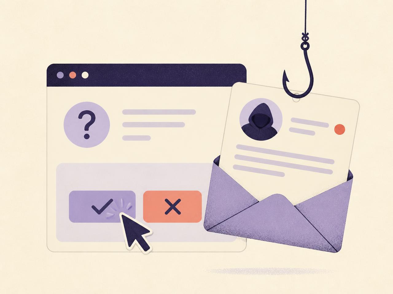 Phishing quiz showing an email and the choice between legitimate and phishing